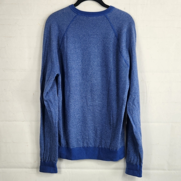 Vince Men’s Preppy Casual Birdseye Wool Cashmere Raglan Crew Sweater Blue Medium - Picture 5 of 12